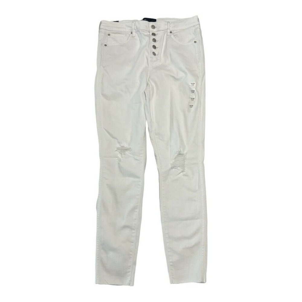 NWT GAP High Rise Universal Legging 14/32L White Ripped #683725 - Picture 1 of 6
